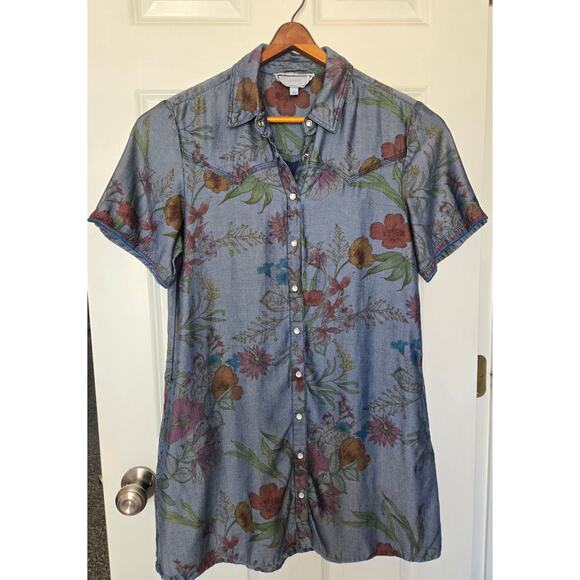 Johnny Was Workshop Liliana Floral Buttonup Boho Western Preppy Dress Size Small - Picture 1 of 9